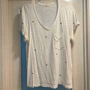 Women’s T.La White Tee with Navy Star Accents